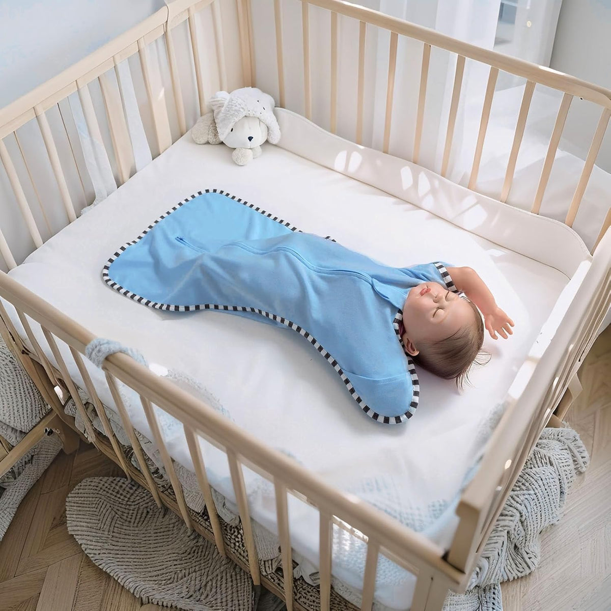 Transition Swaddle, 2 Pack 100% Cotton Baby Sleep Sack, 2-Way Zipper Infant Arm Up Swaddle for