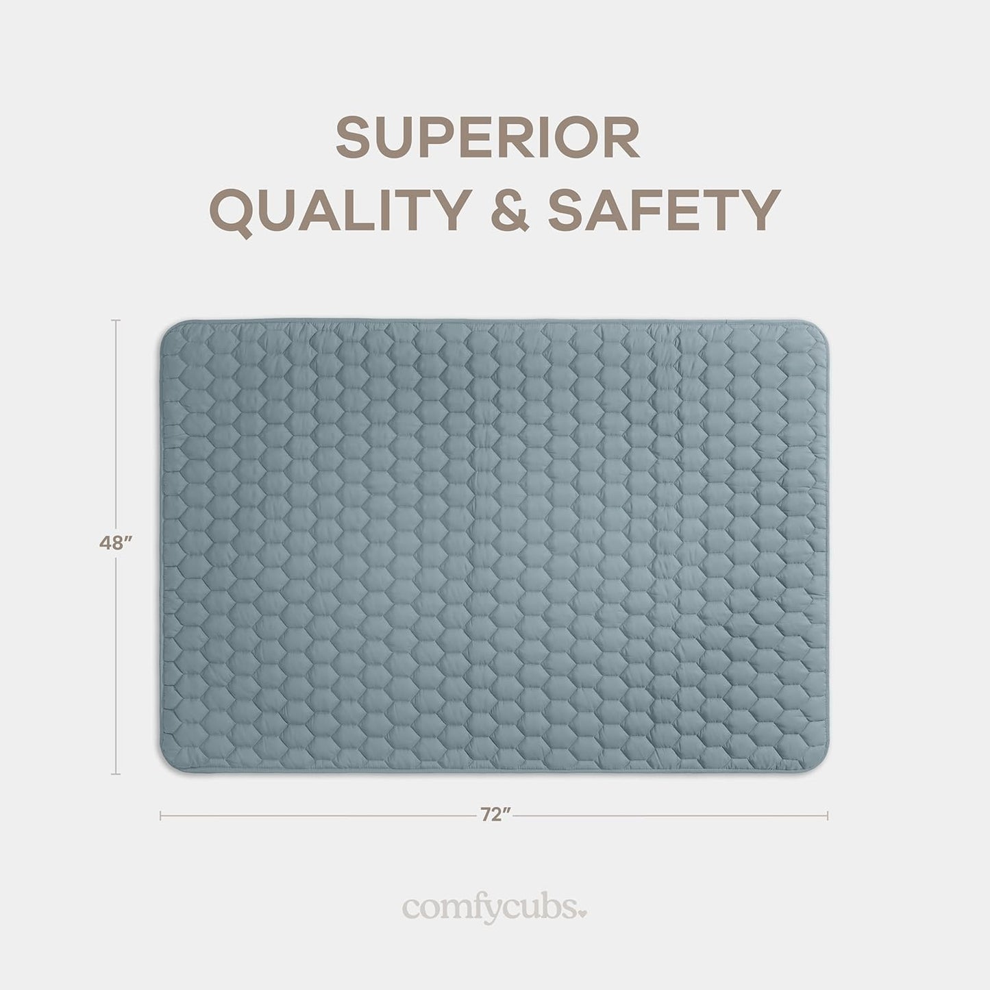 Comfy Cubs Rectangle Kids Play Mat - Medium 48 x 72 inches Soft Quilted Baby Floor Mat with