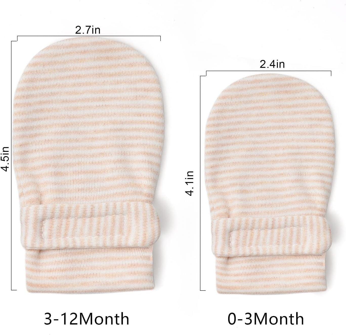 Newborn Baby No Scratch Mittens Stay On, 100% Cotton Breathable, Adjustable Infant Gloves for Baby