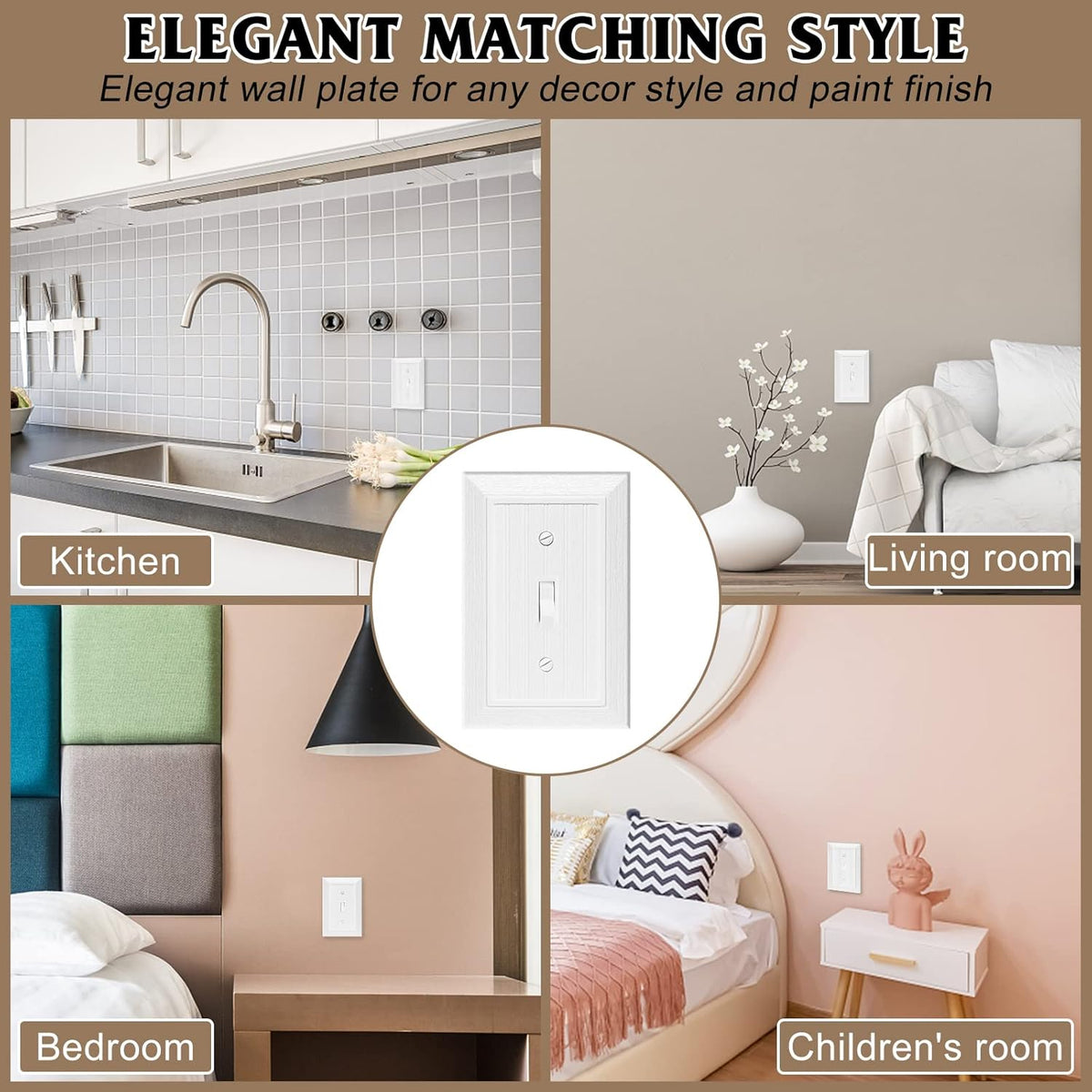 Modern Decorative Wall Plate Switch Plate Outlet Cover, Vintage Retro Wood Grain Design(Single