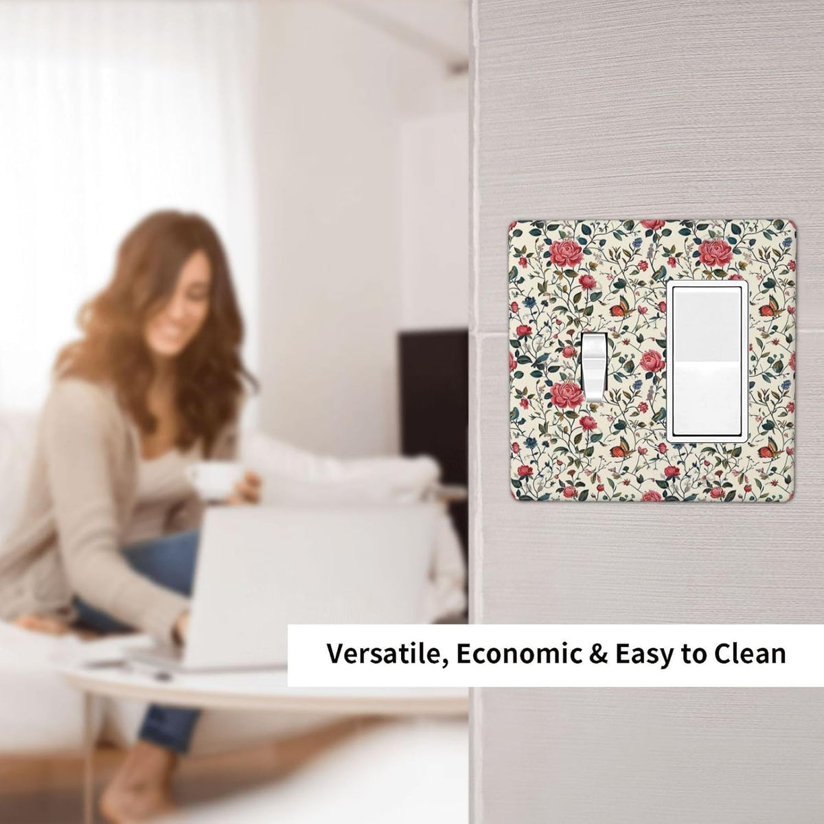 Outlet Covers Vintage Flowers Rose Leaf Bird Butterfly 1 Toggle 1 Rocker Combination Decorative