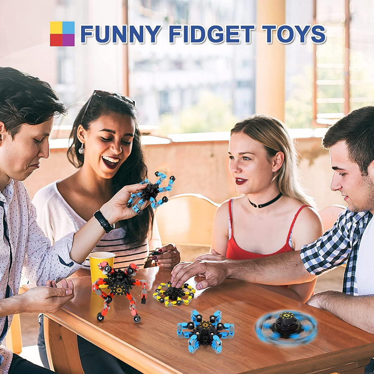 Fidget Toy Transformable Fingertip Gyro for Kid Adult Teen (4 Pack transformable Finger Spinners)