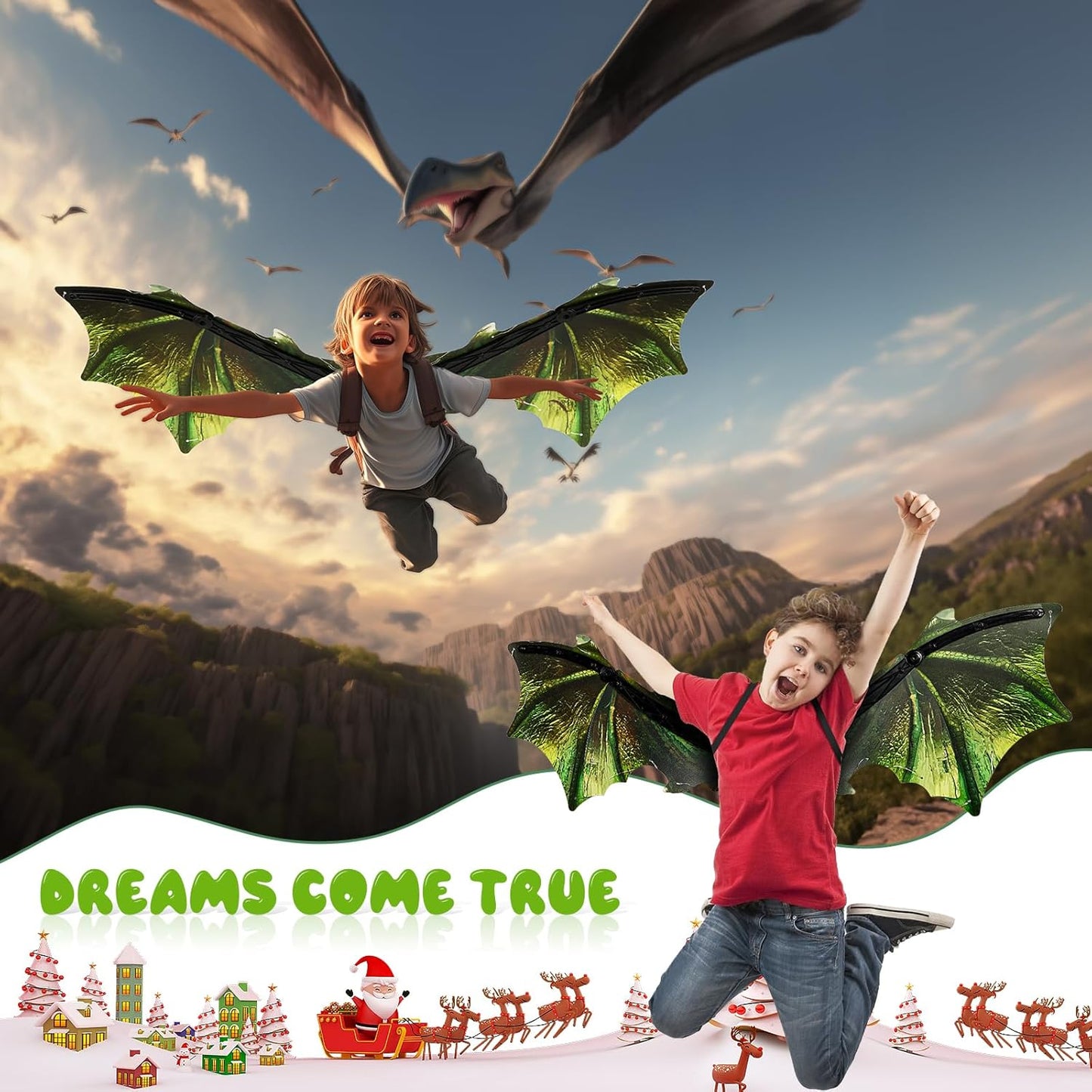 Toddler Electric Dragon Wings, Kids Dinosaur Costume Wings with LED Light & Music, Halloween Dino