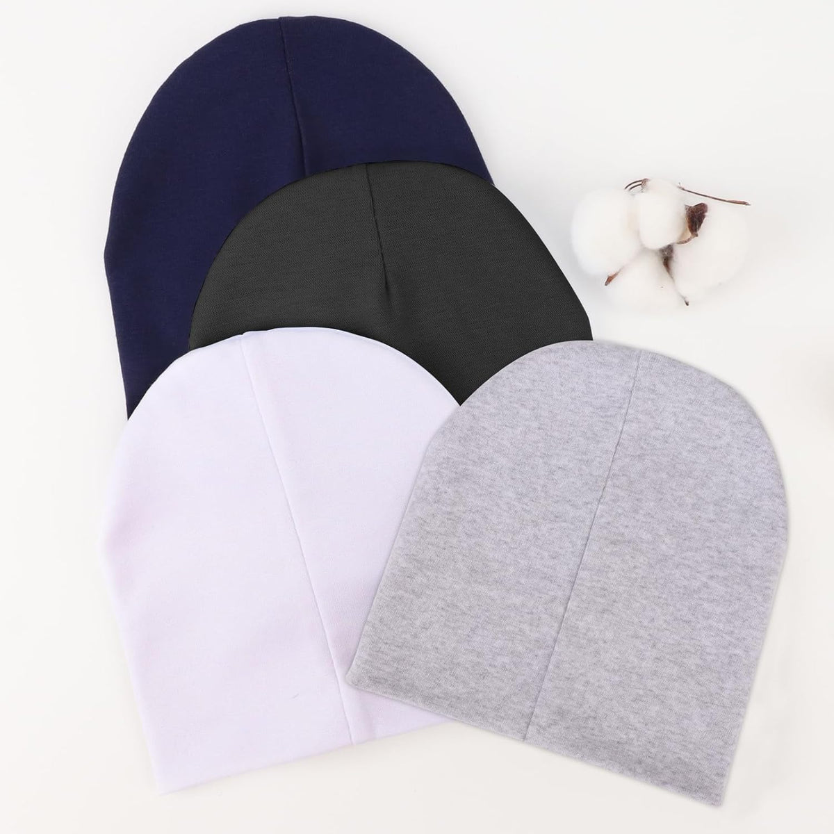 DRESHOW BQUBO 4 Pieces Baby Beanie Newborn Toddler Soft Cute Knit Hat Hospital Hats for Baby Boys