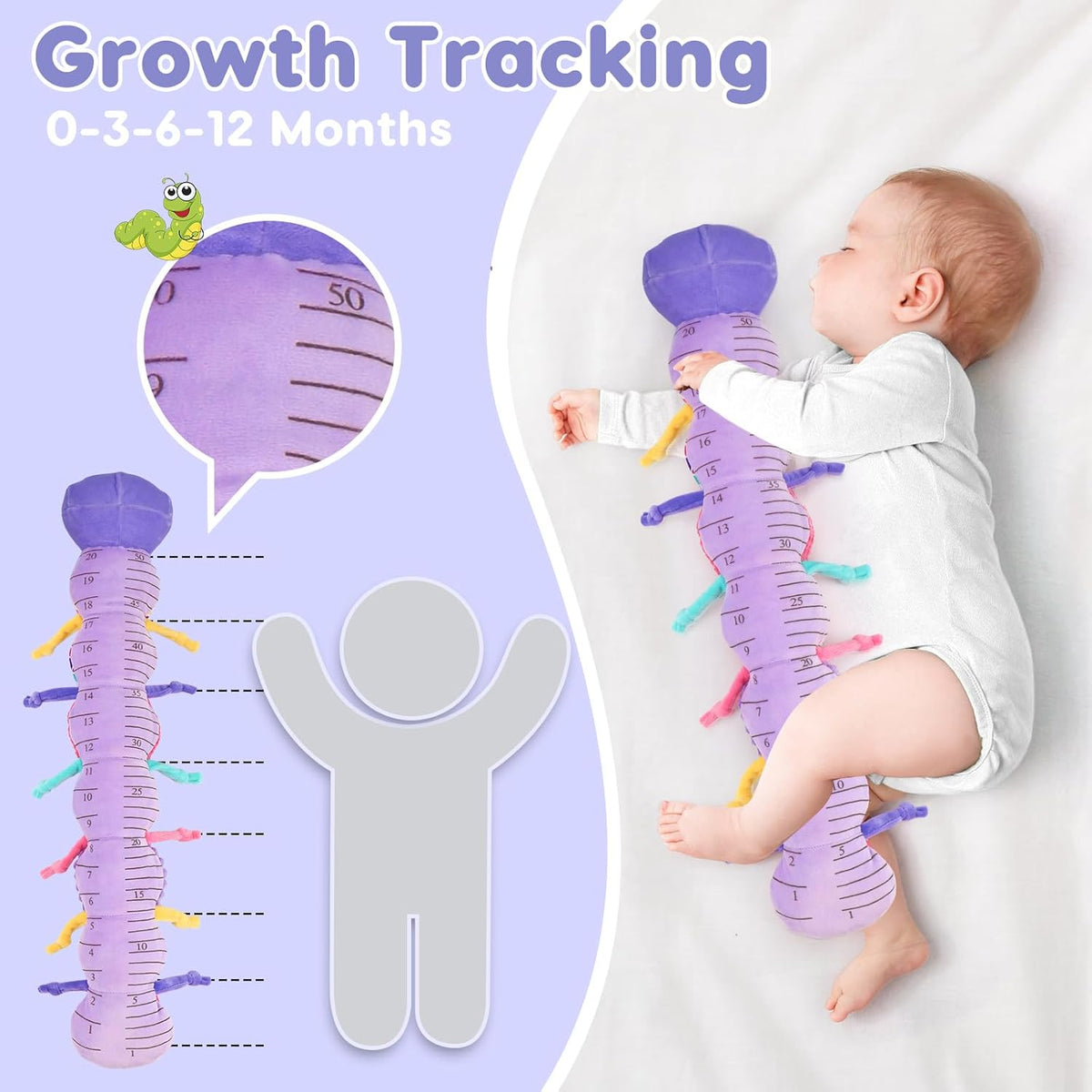 Baby Girl Toys 0-3-6 Months Musical Stuffed Animals Plush Caterpillar Toy with Crinkle Rattles