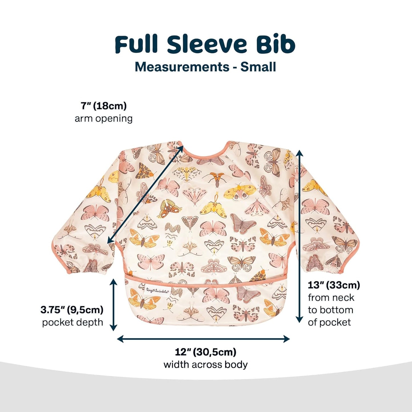 Tiny Twinkle Mess Proof Baby Bib,Waterproof Smock Baby Bib for Eating,Machine Washable Long Sleeve