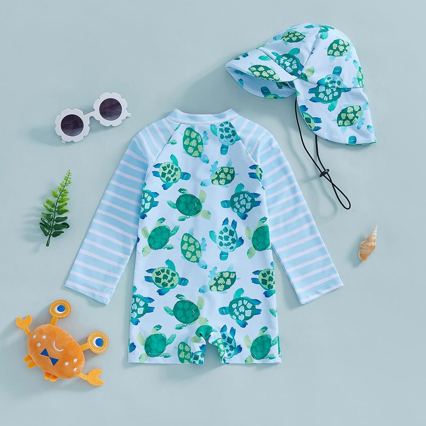 Hnyenmcko Baby/Toddler Boy Rash Guard Swimsuit Long Sleeve One Piece Zipper Swimwear Sunsuit Infant