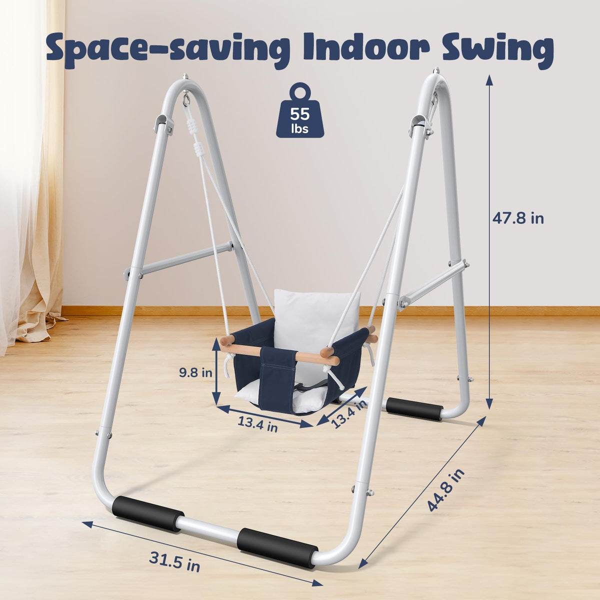 Hapfan Baby Swing Set with Foldable Stand for Indoors & Outdoors