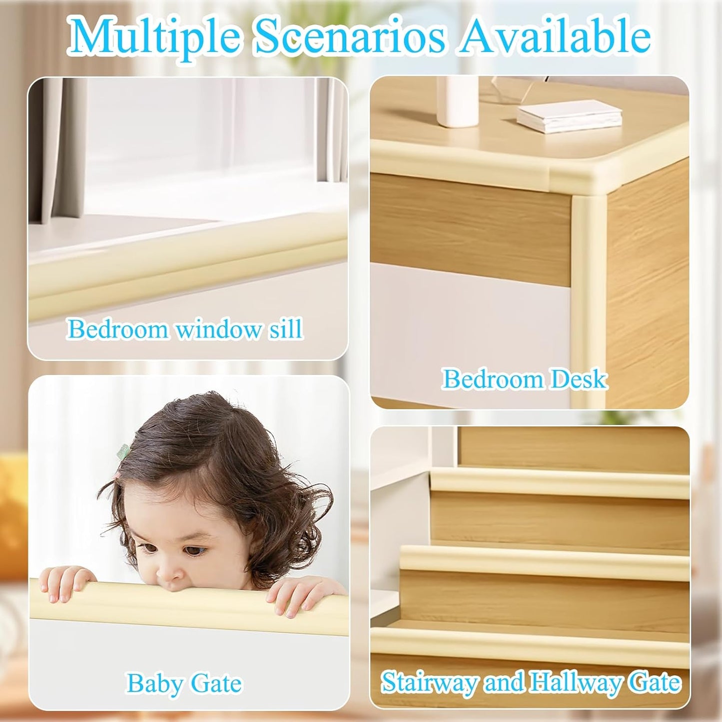 Baby Proofing Edge Corner Protector,1Roll L-Shape Soft Cabinet Door Bumper Corner Strip,4 Furniture