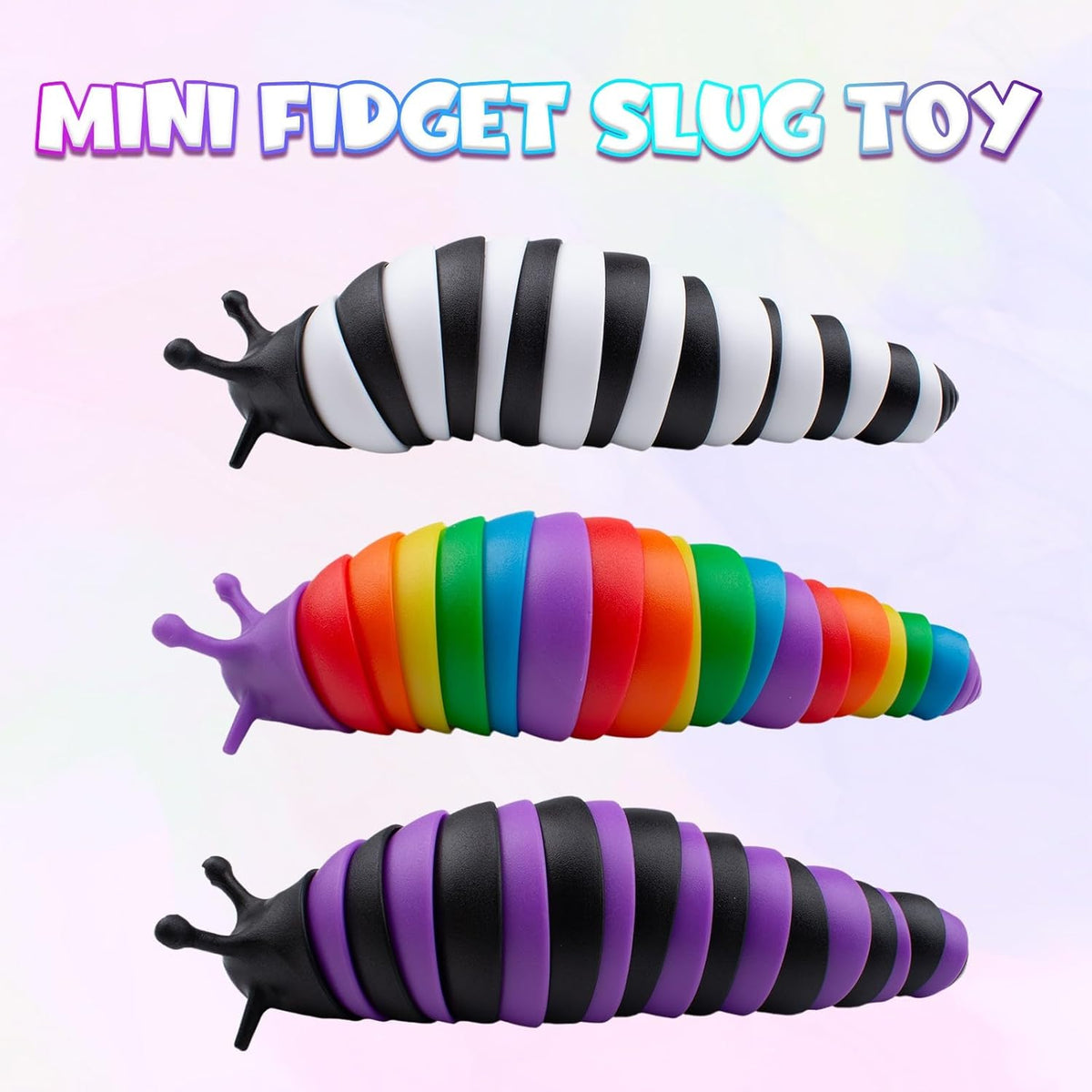 Cevioce 3 PCS Fidget Toys Slug for Adults & Kids Sensory Toys for Kids 8-12 Colorful Autism Toys