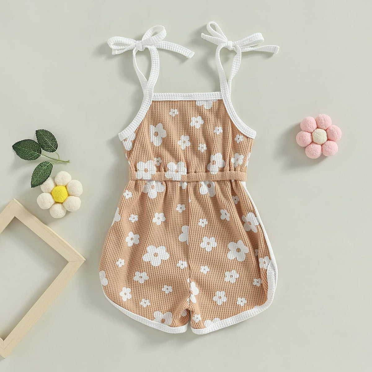 WZTYYDS Toddler Baby Girl Summer Clothes Floral Romper Tie-Up Strap Halter Jumpsuit Infant Summer
