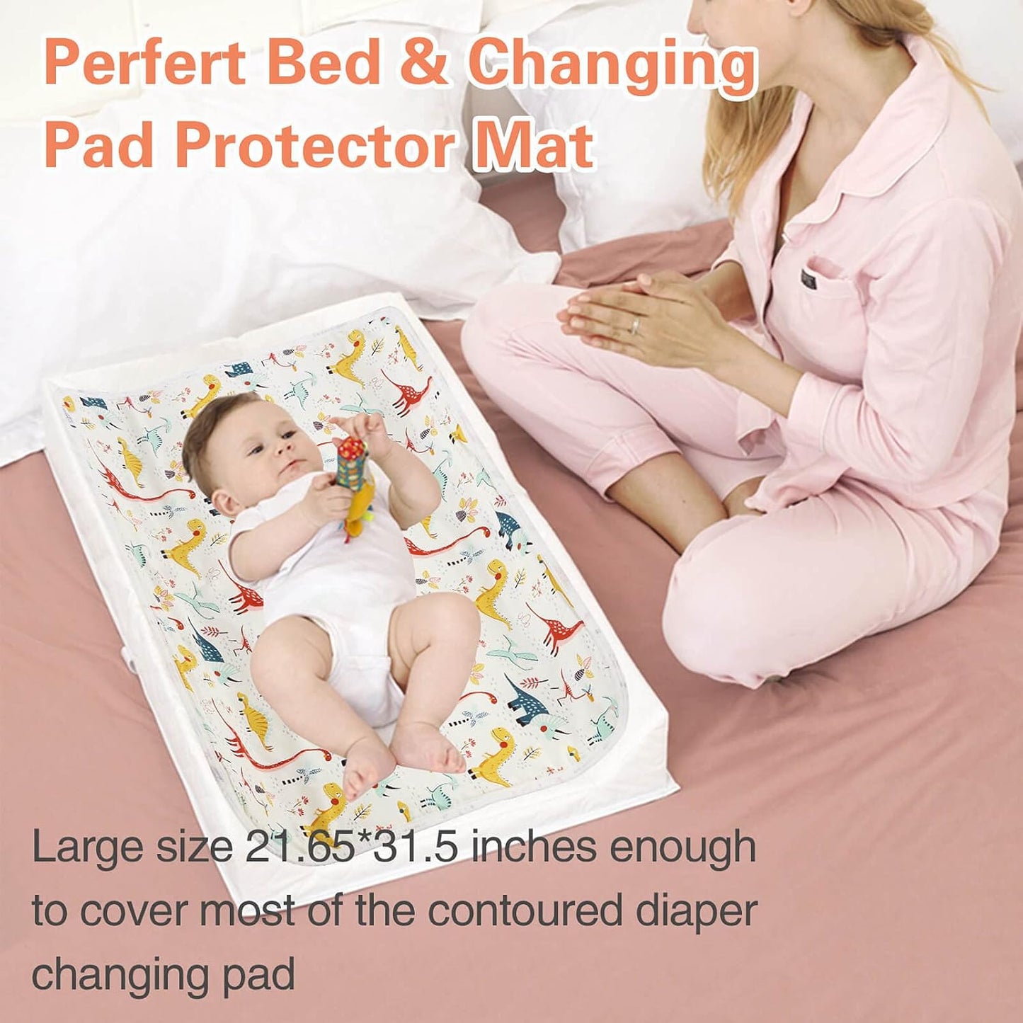 Baby Diaper Changing Pad, 21 5/8" x 31.5" Waterproof Changing Pad Liners 2Pack - Reusable Soft and