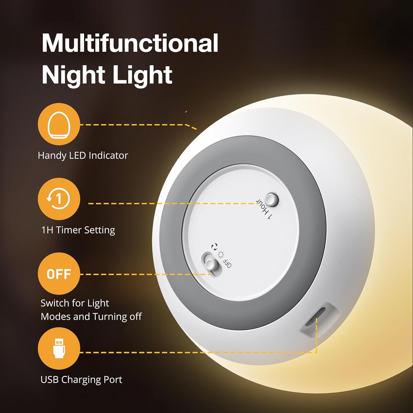 JolyWell Night Light for Kids, Baby Egg Light with 7 Colors Changing Mode & Stepless Dimming