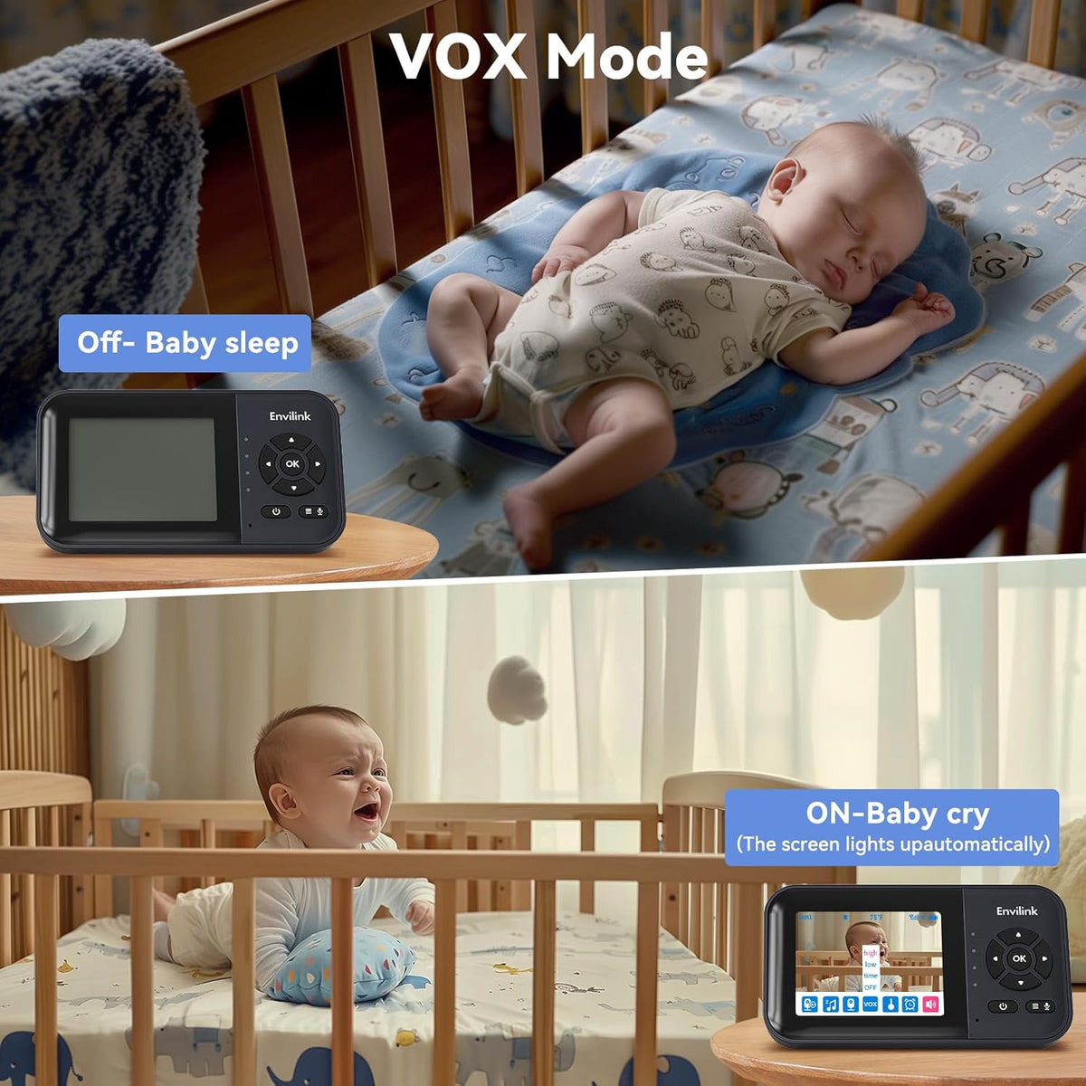 Baby Monitor with Camera and Audio, Video Baby Monitor WiFi Night Vision, 2.8" LCD Screen Baby