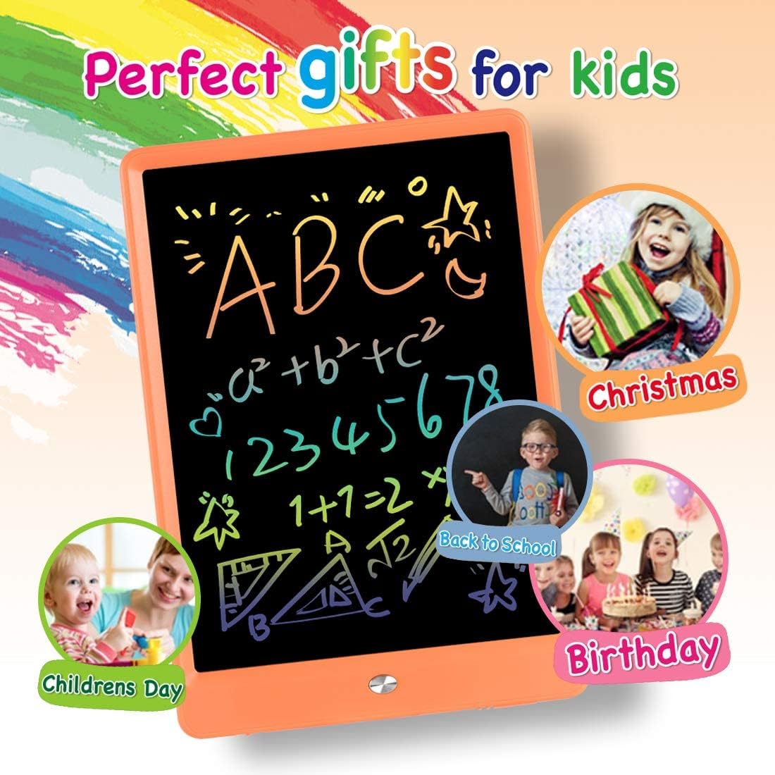 ORSEN LCD Writing Tablet 10 Inch, Colorful Doodle Board Drawing Tablet, Erasable Reusable Writing