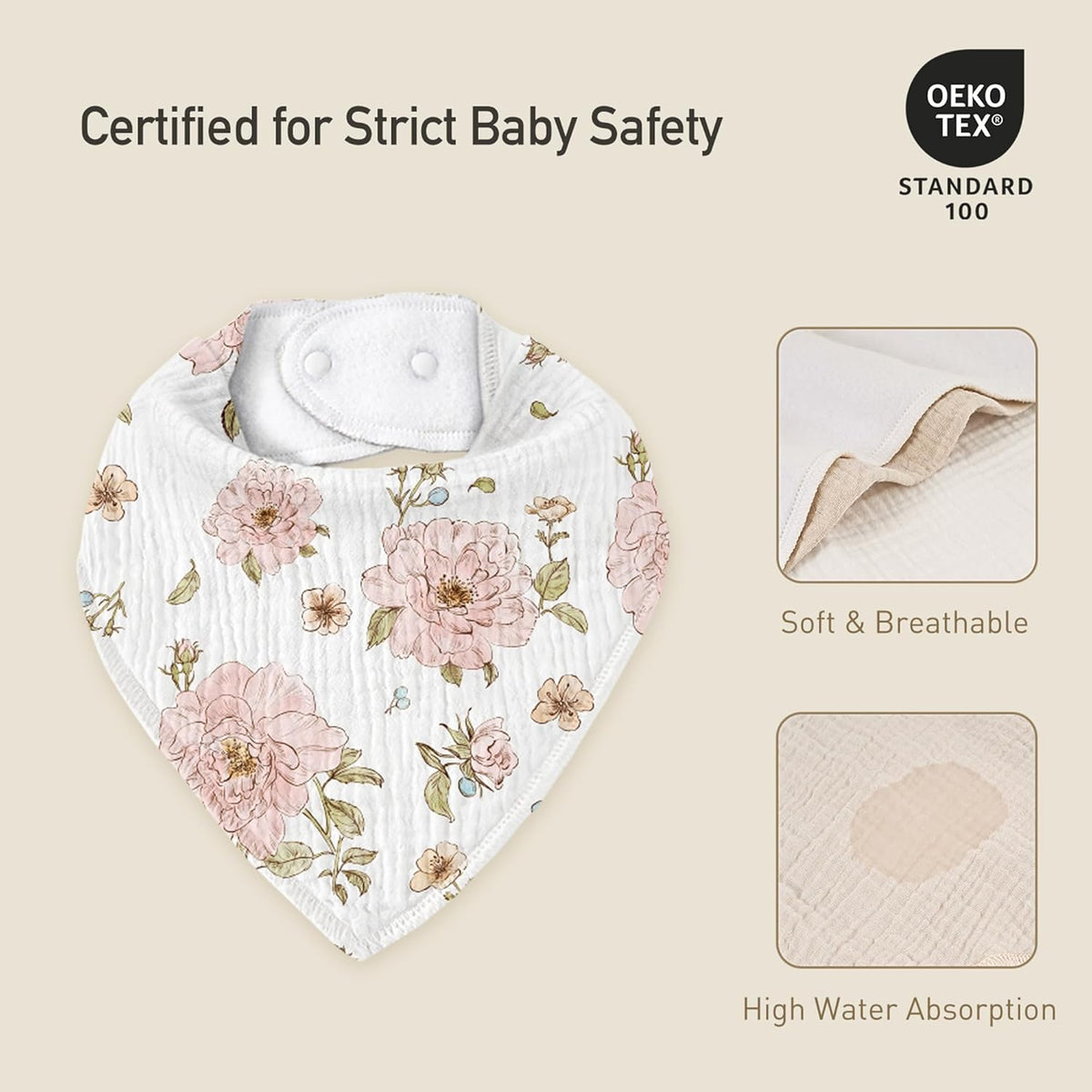 Muslin Baby Bibs 8 Pack, Baby Bandana Drool Bib for Drooling and Teething, Cotton Soft Absorbent