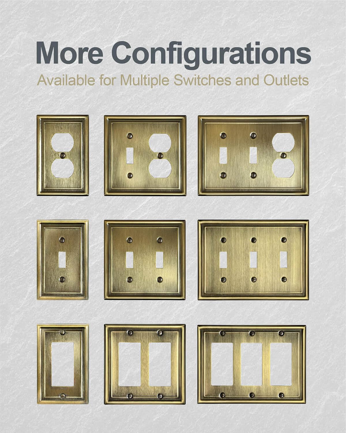 Decorator/Rocker Wall Plate for Dimmer Switch, GFCI Outlet and Receptacal, Metal Outlet Covers