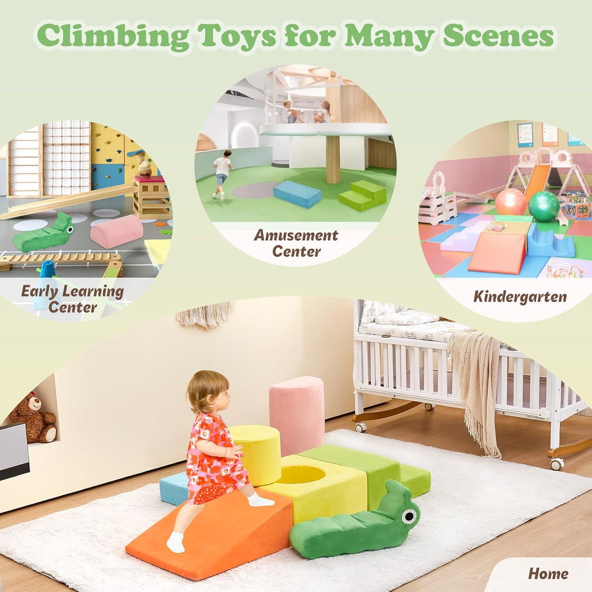 QUCHI Climbing Toys for Toddlers, Baby Climbing Blocks, 7-Piece Soft Foam Climbing Blocks Set, Baby