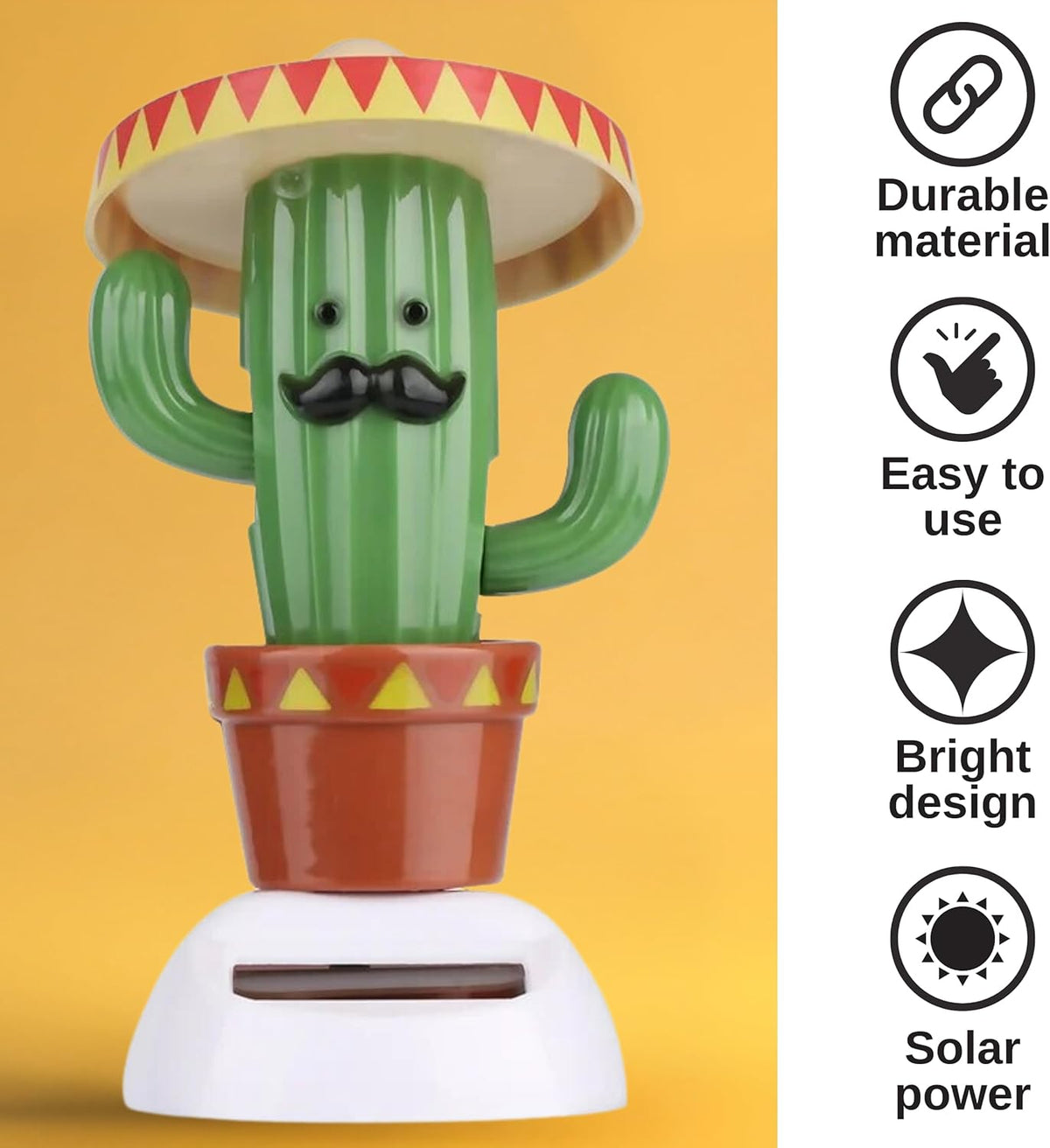 Solar Powered Dancing Cactus Toy – Sun Power Swinging Animated Bobble Dancer Solar Toys for Car