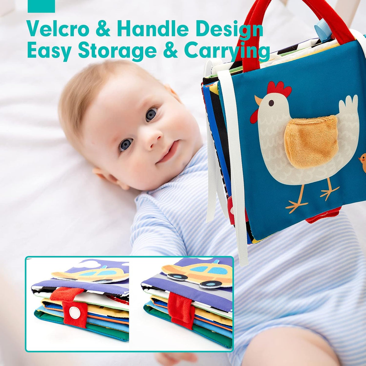 hahaland Baby Toys 0-6 Months - High Contrast Newborn Toys - Baby Tummy Time Books 0-6 Months with