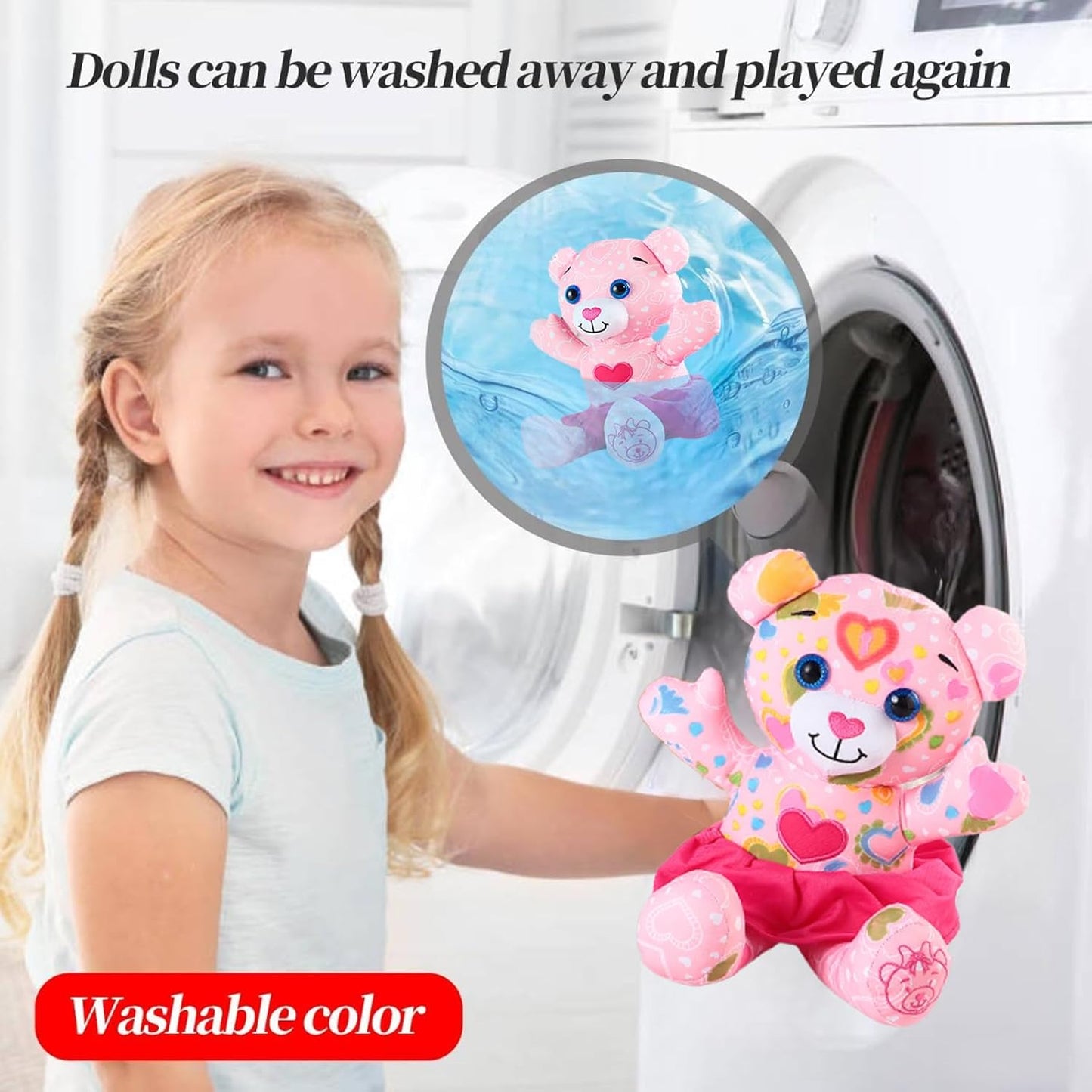 Coloring Plush Toy with 5 Washable Markers for Little Girls Doodle Dolls for Kids Ages 4-6 Birthday