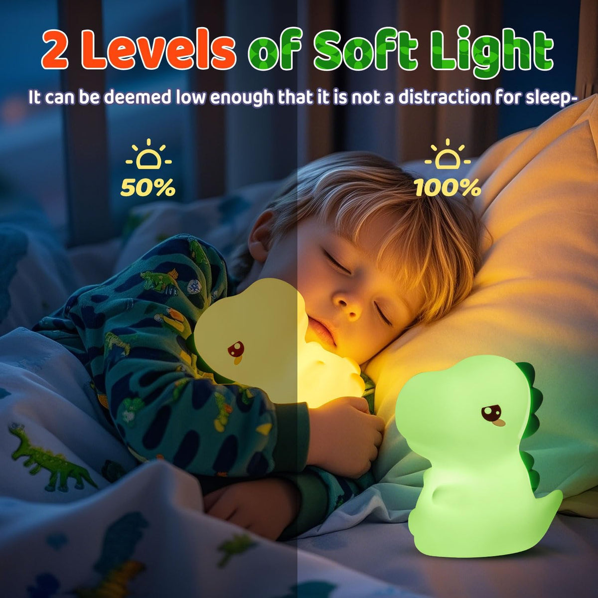 Dinosaur Toys for Kids 3-5, 16 Colors+Silicone+Dimmable+12 Hr Use Night Light for Kids Night Light