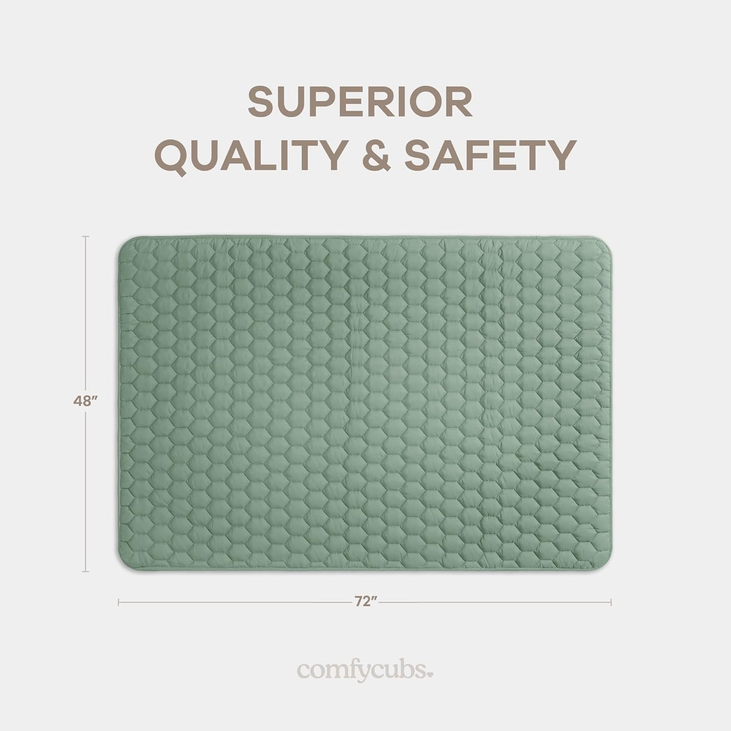 Comfy Cubs Rectangle Kids Play Mat - Medium 48 x 72 inches Soft Quilted Baby Floor Mat with