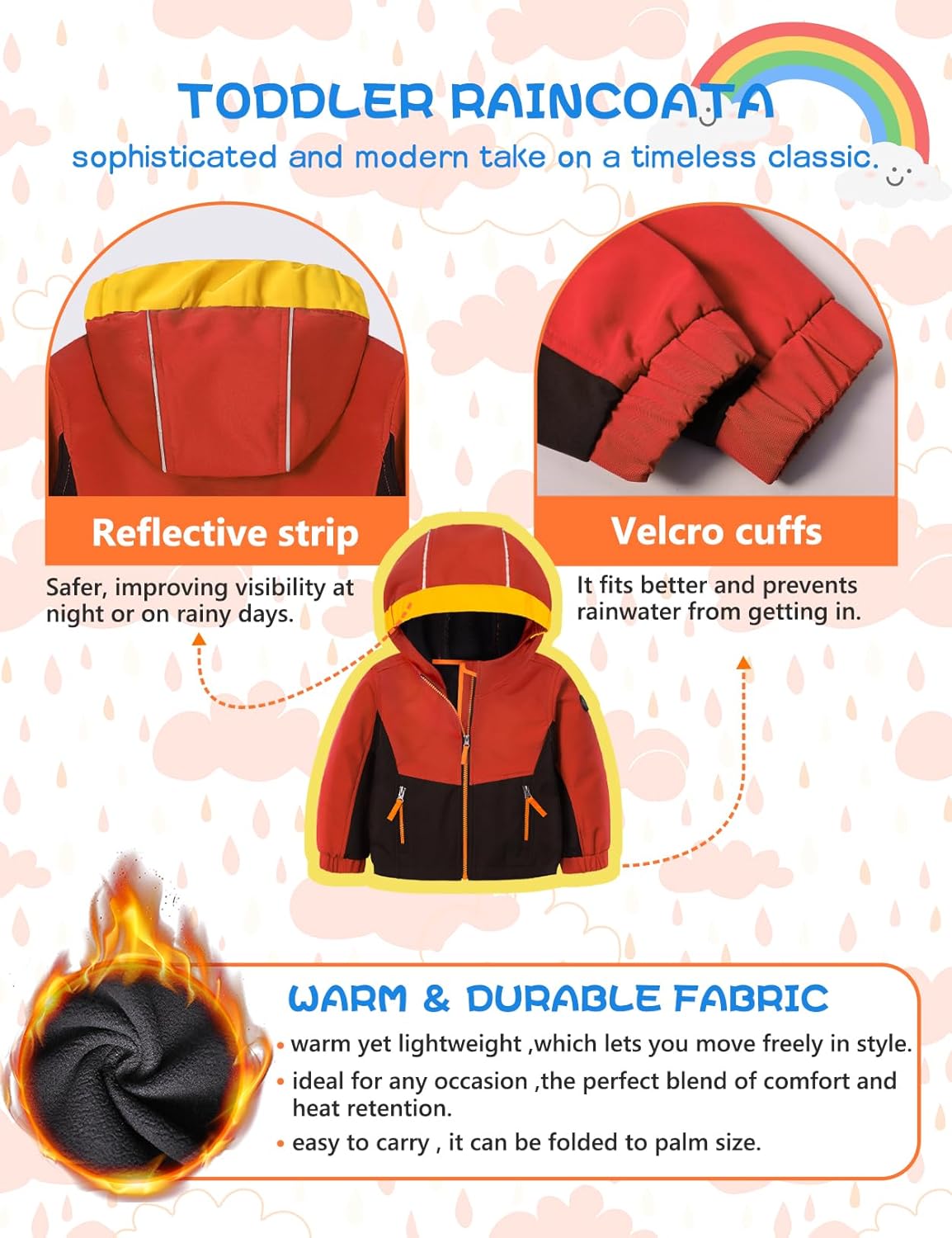 GEMYSE Toddler Boys Jacket Water repellent Baby Kids Windbreaker Jacket Fleece Toddler Coat Spring