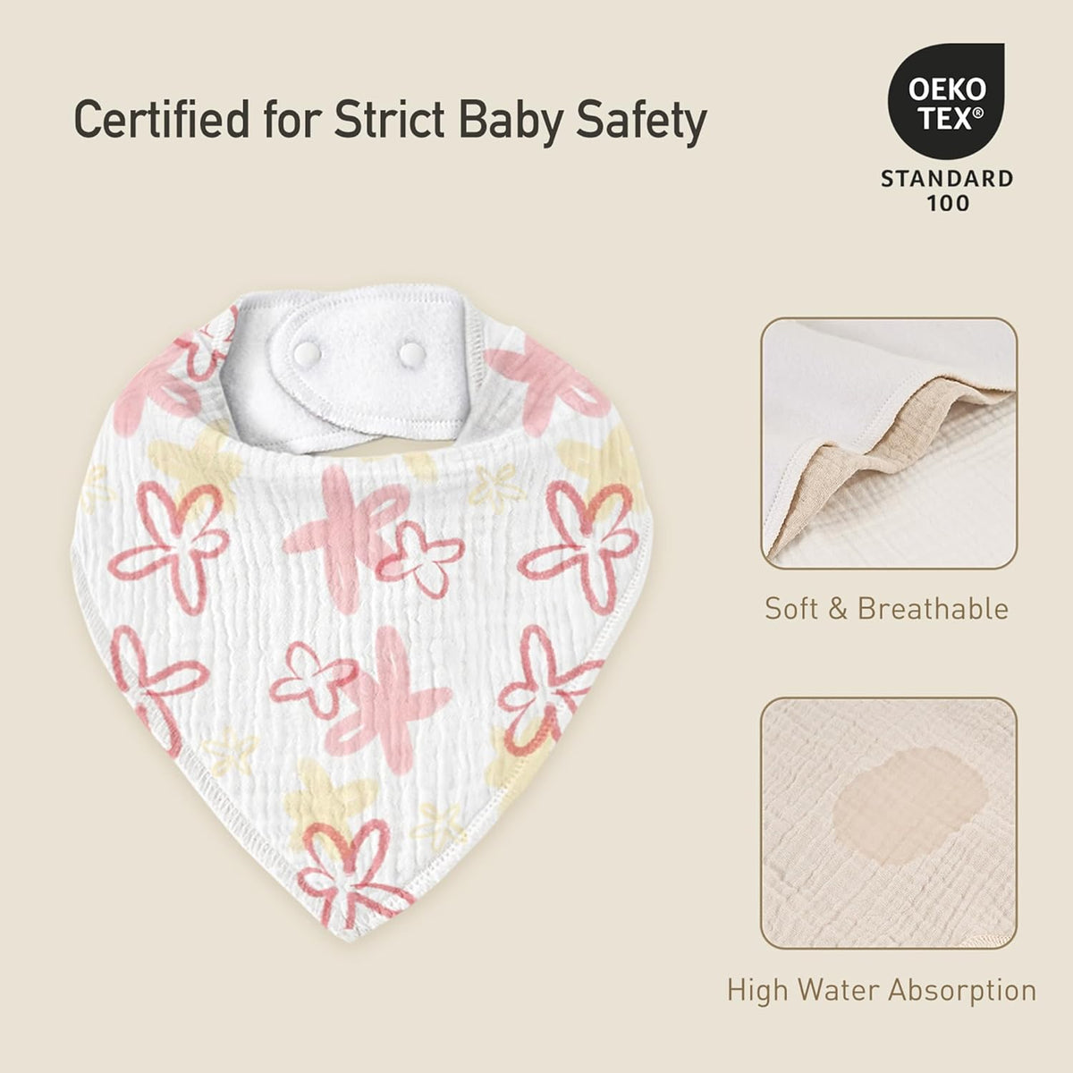 Muslin Baby Bibs 8 Pack, Baby Bandana Drool Bib for Drooling and Teething, Cotton Soft Absorbent