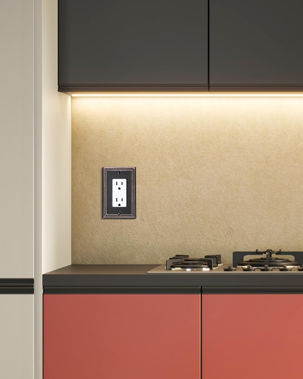 2-Pack Decorator Outlet Cover Plate, Decorative Switch Plates and Outlet Covers, Aged Bronze Metal
