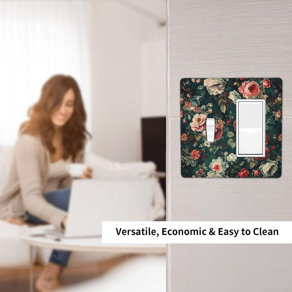 Outlet Covers Baroque Vintage Peony Flower Floral 1 Toggle 1 Rocker Combination Decorative Wall