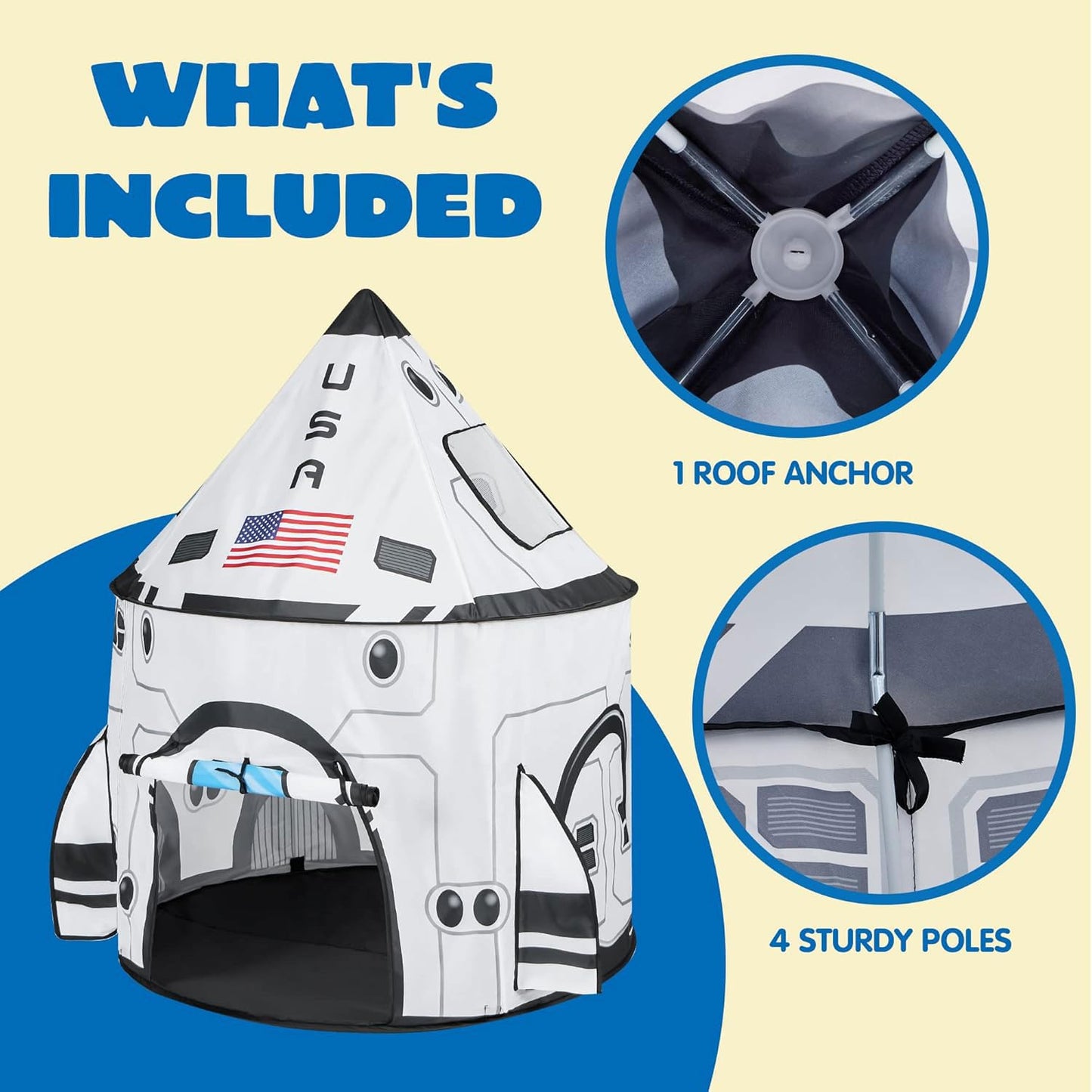 JOYIN Rocket Ship Play Tent Kids Spaceship Playhouse Tent Set Indoor Outdoor Easy Assembly Play Tent