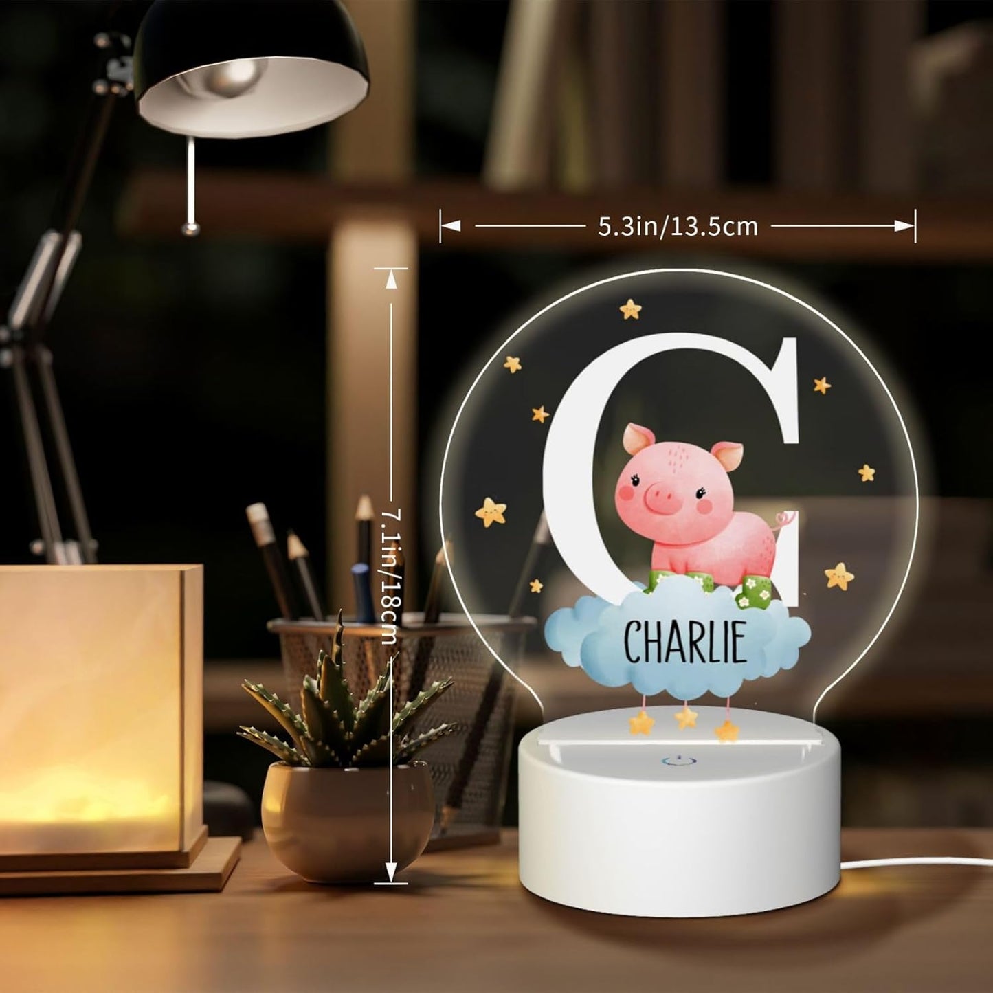 Personalized Cute Forest Animal Night Light for Kids,Custom Name Touch Control Nursery Lamp,3 Color