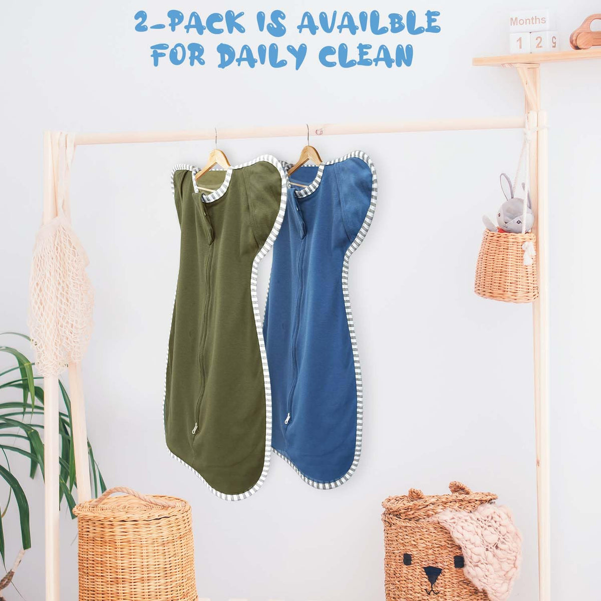 Transitional Swaddle 6-9 Months Baby Wearable Blanket, 2-Pack Infant Sleep Sack Arms up Swaddles