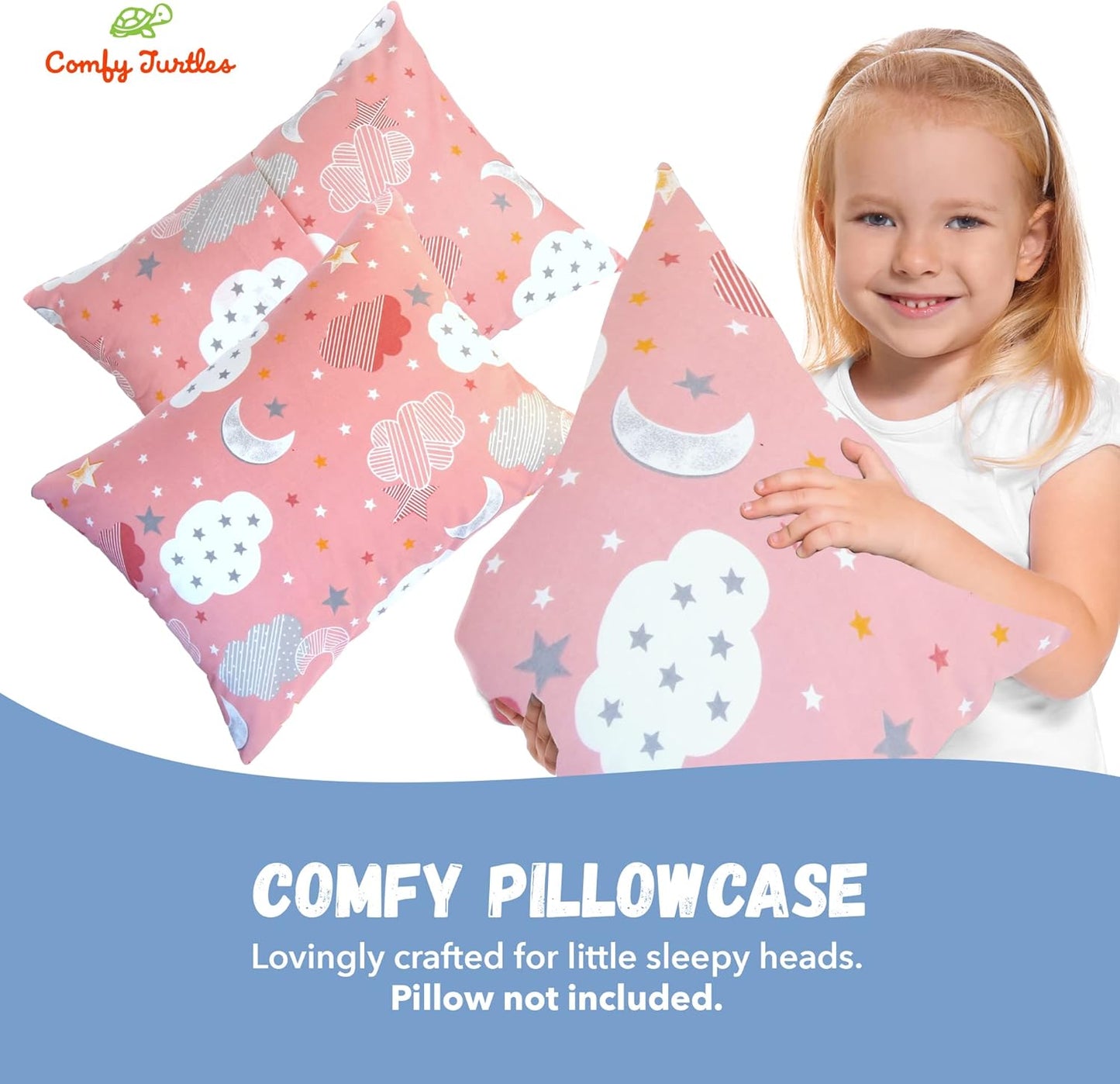 Stars Cloud Toddler Pillowcase 13 x 18 - Baby Travel Pillow Cover for Girls, Space Galaxy Pillow