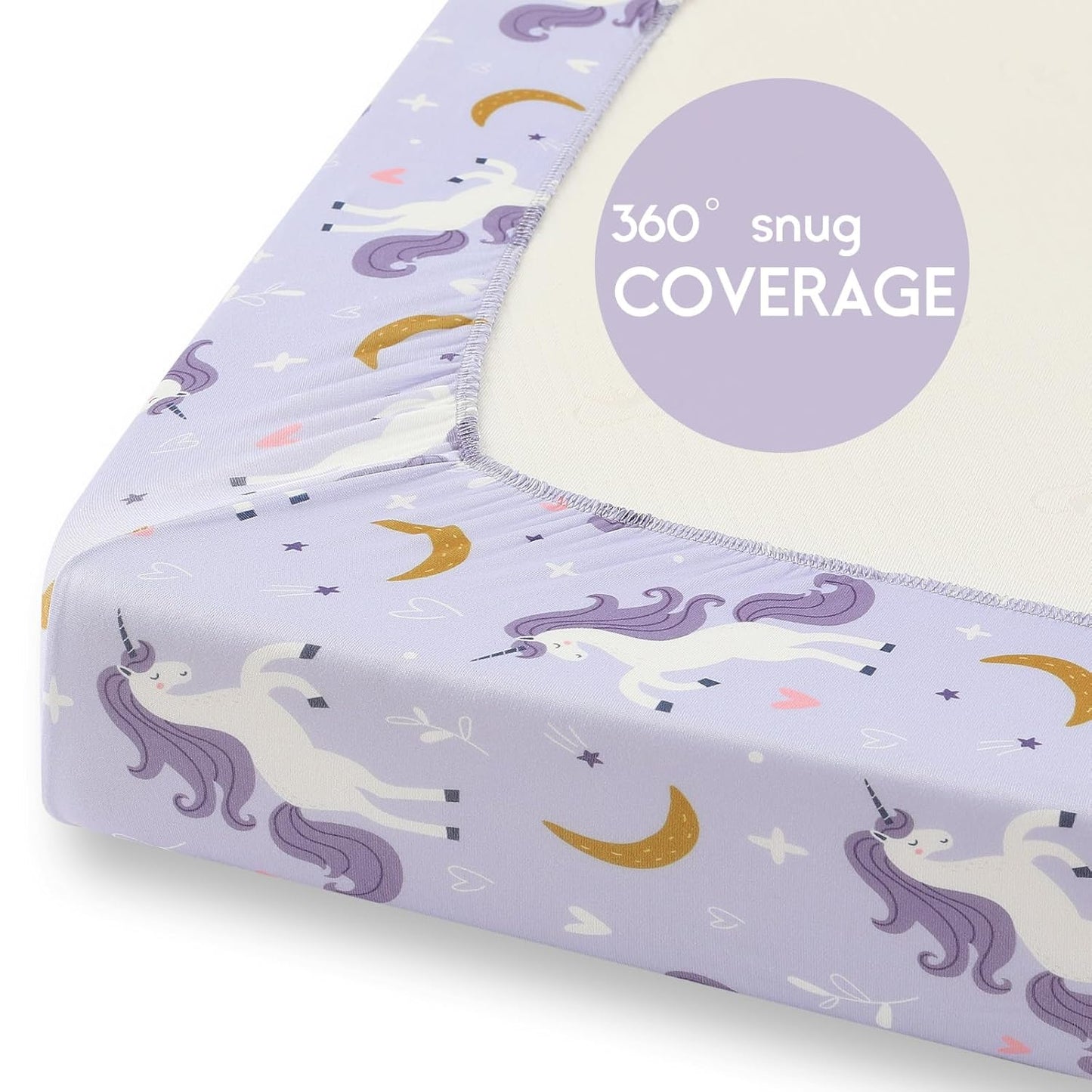 Yoofoss Pack and Play Sheets Fitted, Mini Crib Sheets 2-Pack for Pack N Play Mattress, Stretchy