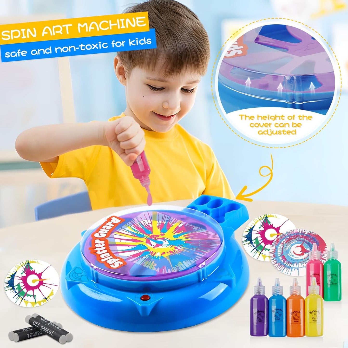 Wings Giant Paint Spin Art Machine Kit for Kids, Paint Spinner with Splatter Guard, Thicker