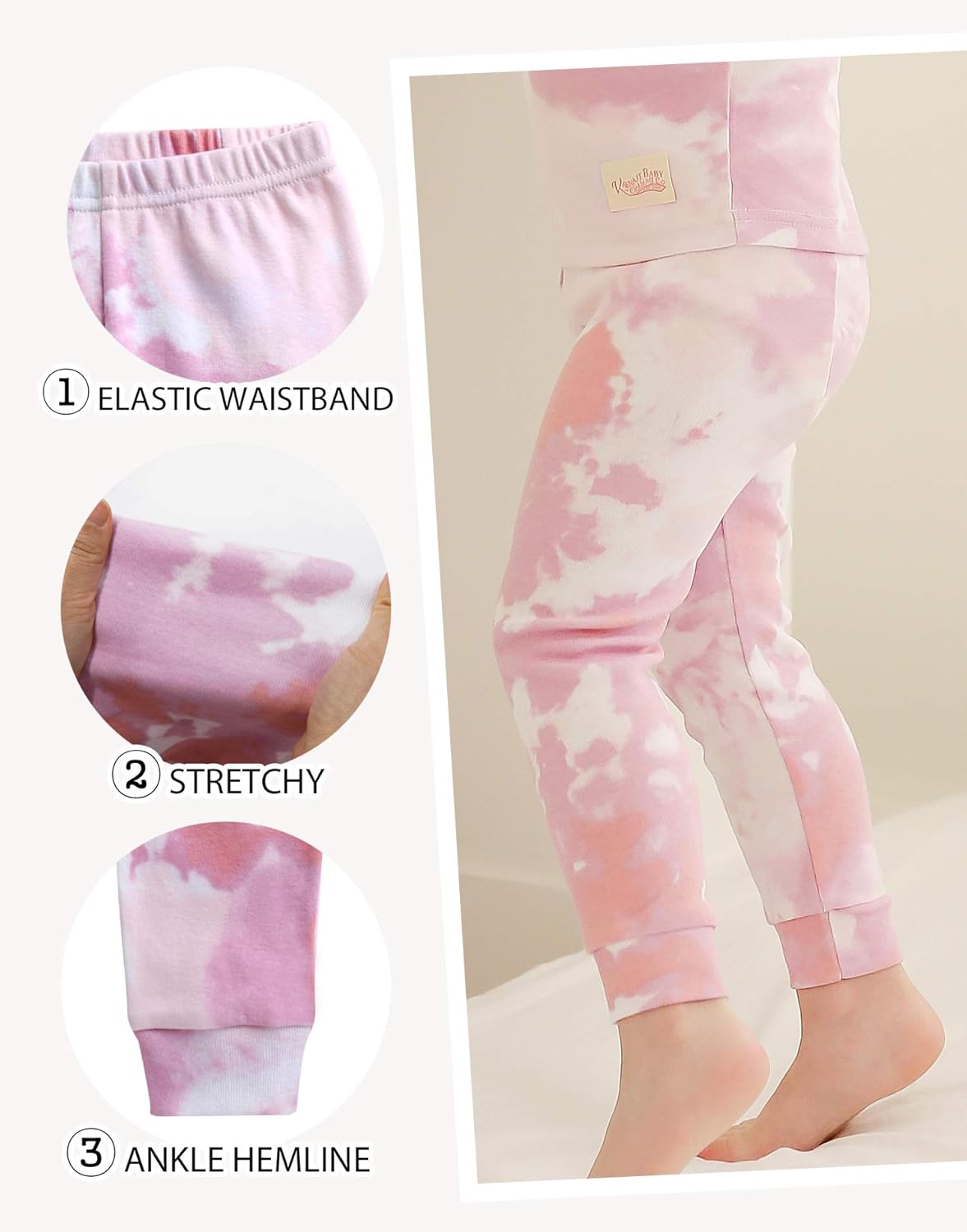 VAENAIT BABY 12M-12Y Toddler Kids Boys Girls 100% Cotton Marbling Tiedye Sung Fit Sleepwear Pajamas