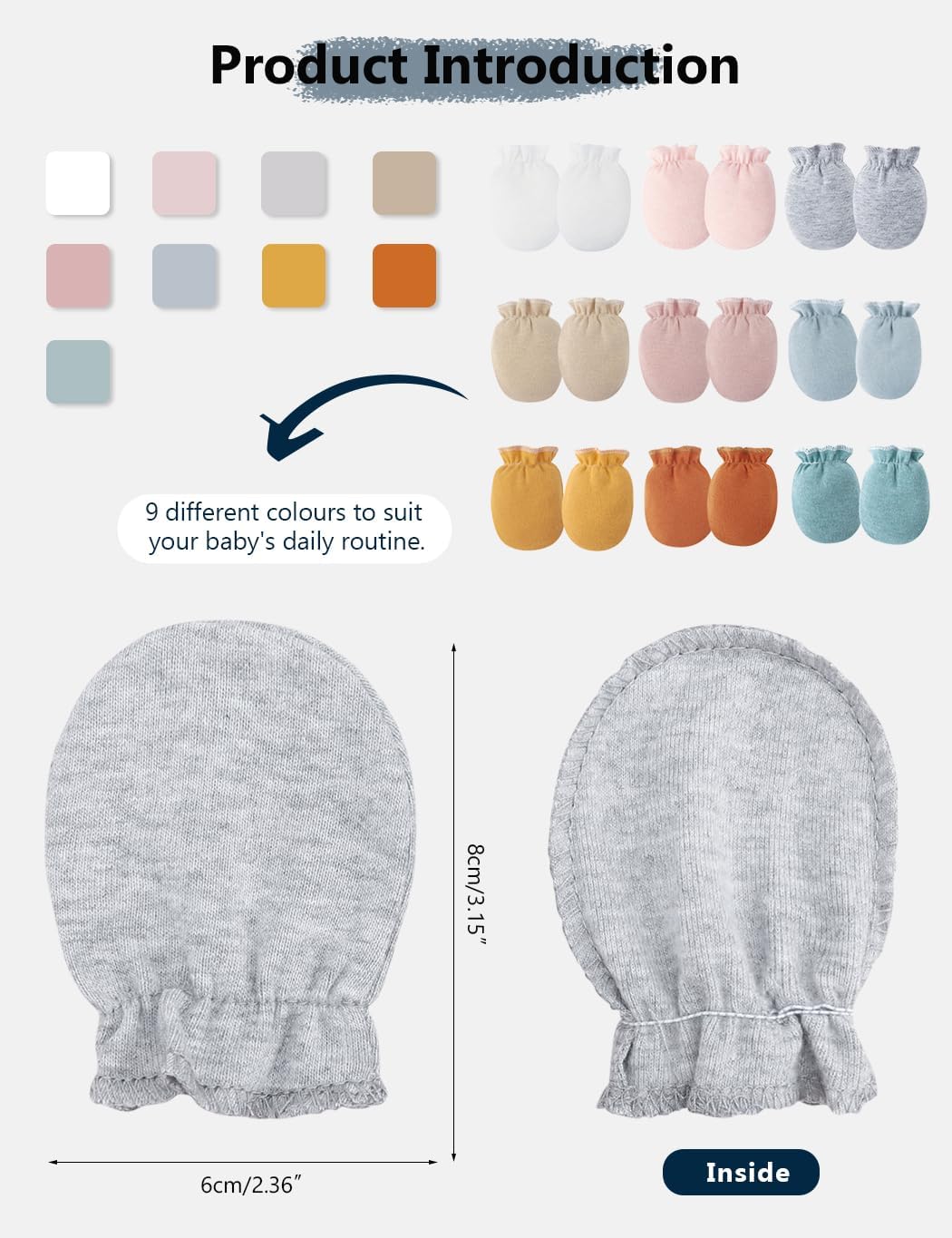 Cute Baby Mittens Newborn, No Scratch Baby Boy Mittens, Baby Girl Hat Gloves for Toddlers, Infant