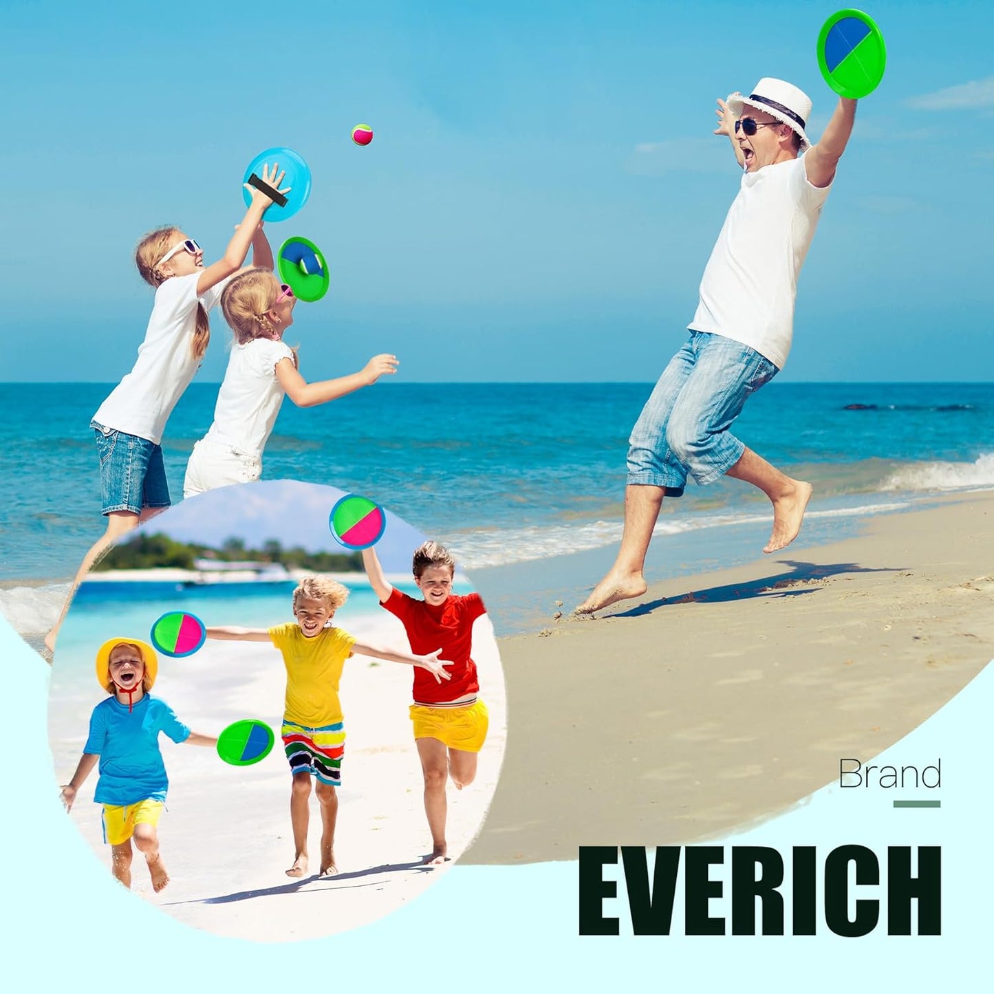 EVERICH Upgraded Toss and Catch Ball Game Set - Indoor and Outdoor Games for Kids 3-12, Beach Sand