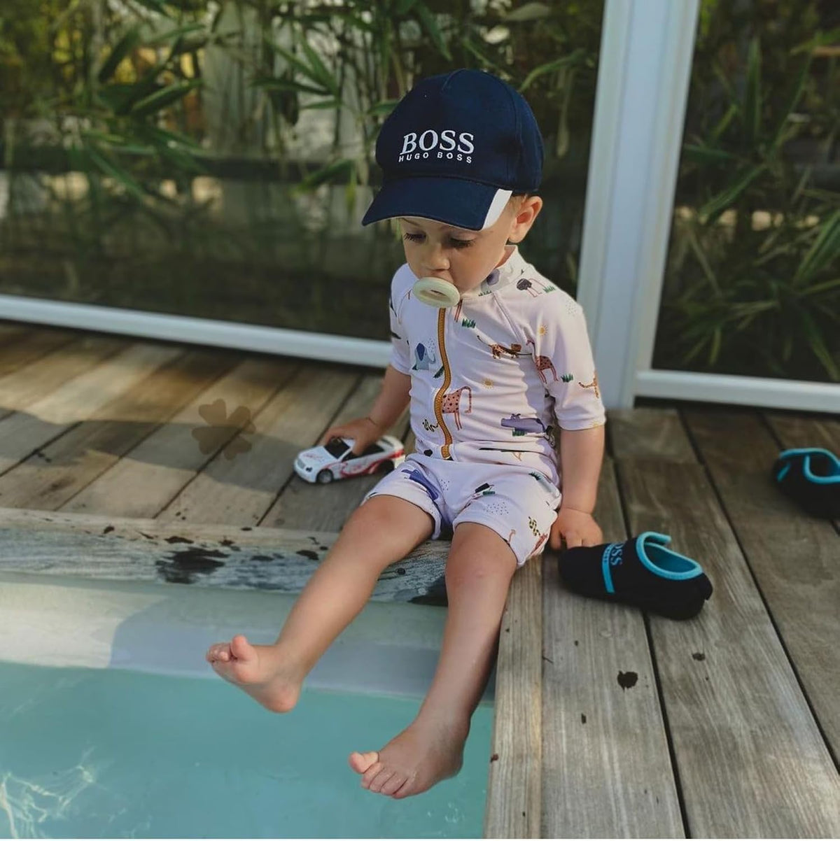 Boys One Piece Swimsuit Whale Dolphin Bathing Suit Zipper Rash Guard Kid Short Sleeve Swimwear