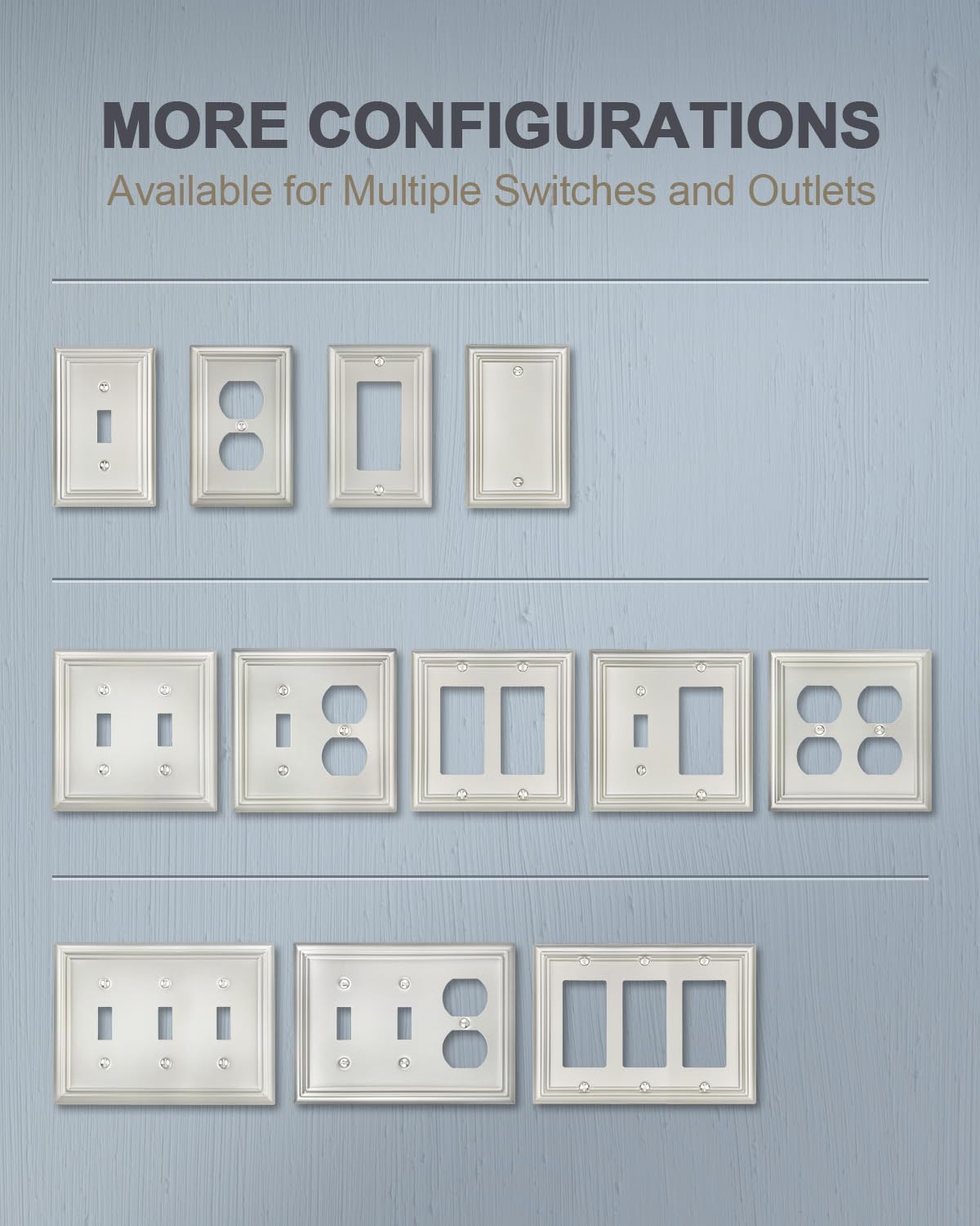 1-Pack Combination Toggle/Decorator Wall Plate, Metal Wall Plate Cover for Light Switch