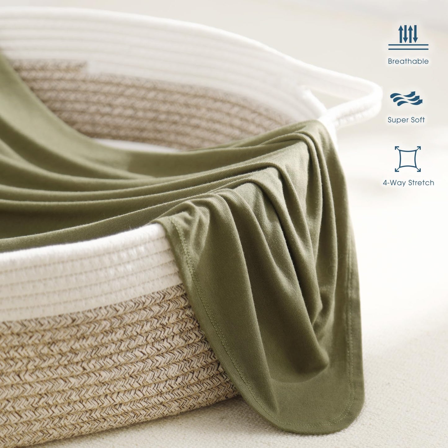 GRSSDER Newborn Swaddle Blanket, Ultra Soft Jersey Receiving Blanket with Matching Headband and