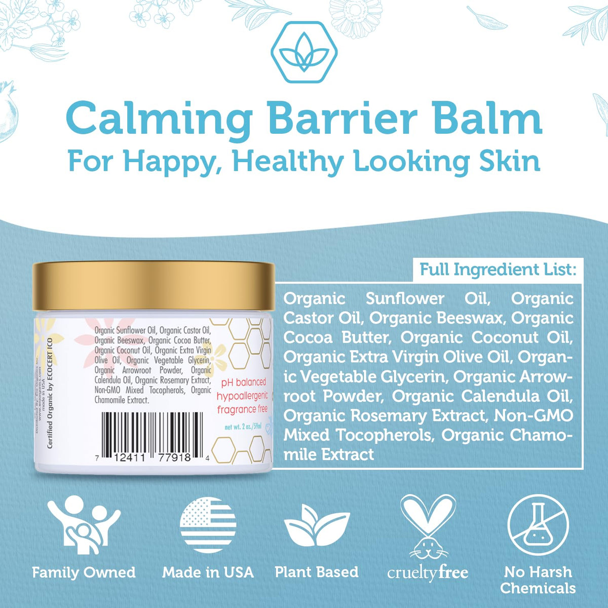 Era Organics Baby Diaper Balm - USDA Organic Ointment Cream Extra Soothing and Nourishing for Dry