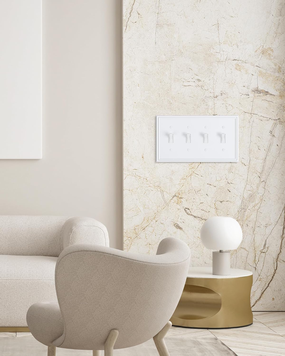 2-Pack Quad Toggle Light Switch Cover Plate, Durable Zinc Alloy Decorative Switch Plate Covers