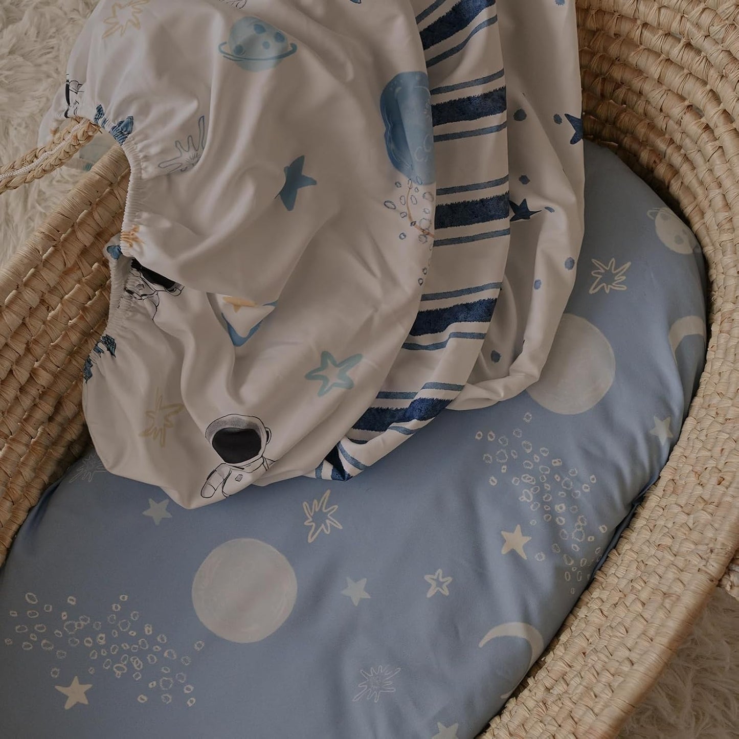 Gllquen Baby Bassinet Sheets 4 Pack, Breathable Cozy Fitted Mattress Sheet, Elastic Travel Crib