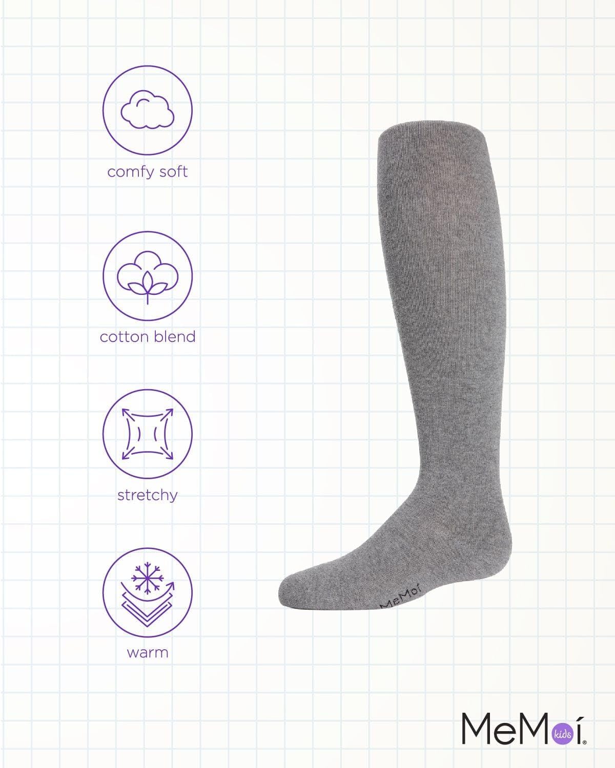 MeMoi Soft Pima Cotton Tights for Girls, Soft and Lightweight Opaque Tights for girls - Sizes 8 to