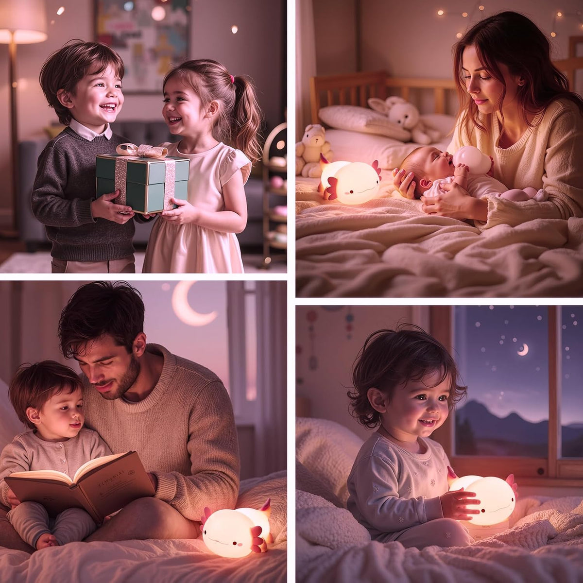 Axolotl Night Light for Kids, Cute Axolotl Lamp Silicone Baby Nursery Night Lamp, Dimmable Squishy