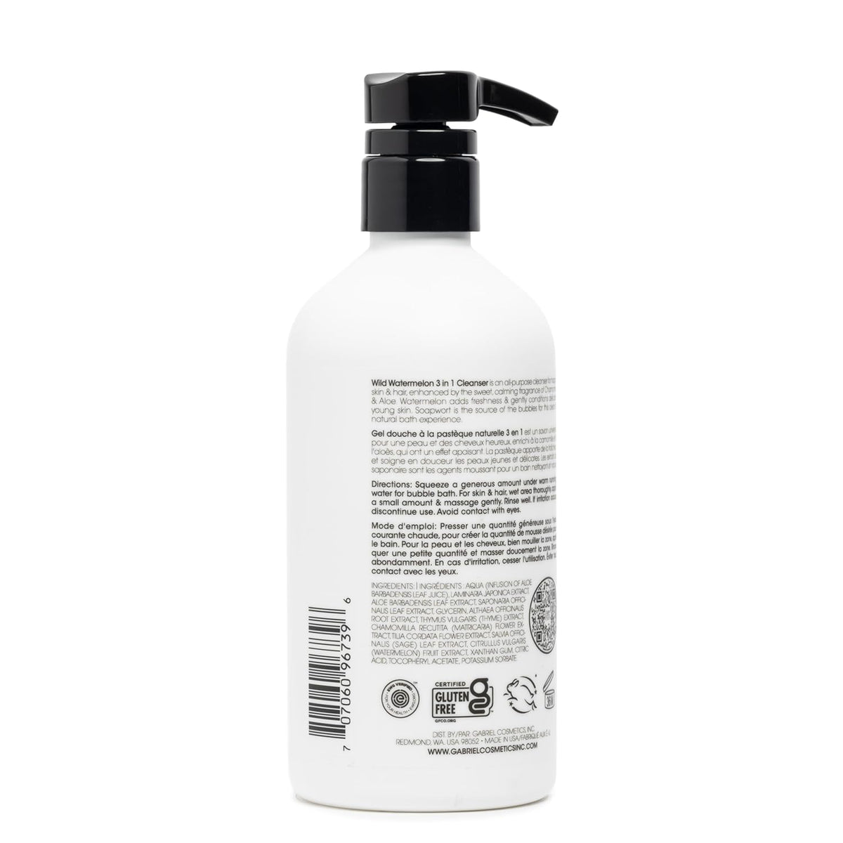 Gabriel Cosmetics Clean Kids Naturally Wild Watermelon 3-in-1 Shampoo, Cleanser & Bubble Bath (16