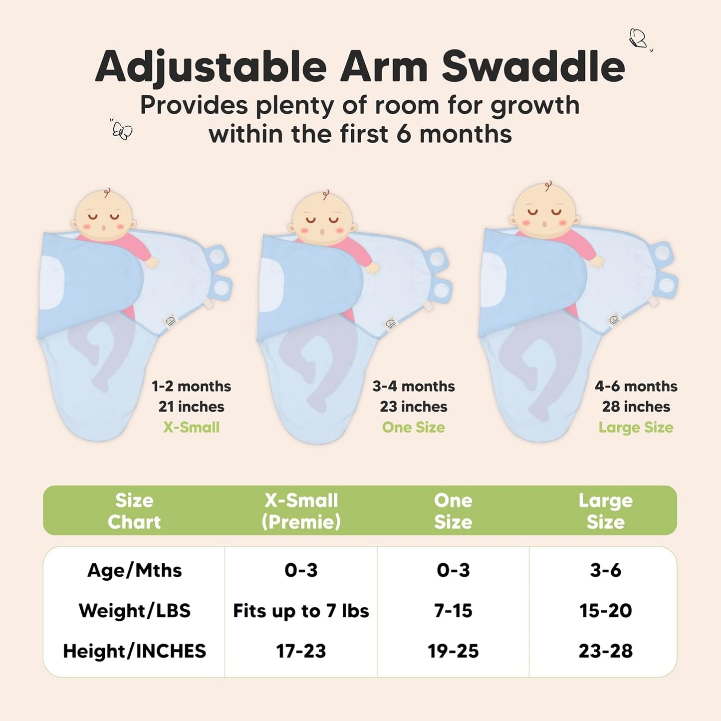 3-Pack Organic Baby Swaddle Sleep Sacks - Swaddles for Newborns, Infant 0-3 Months, Baby Girls